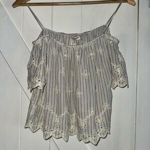 Striped off the shoulder crop top